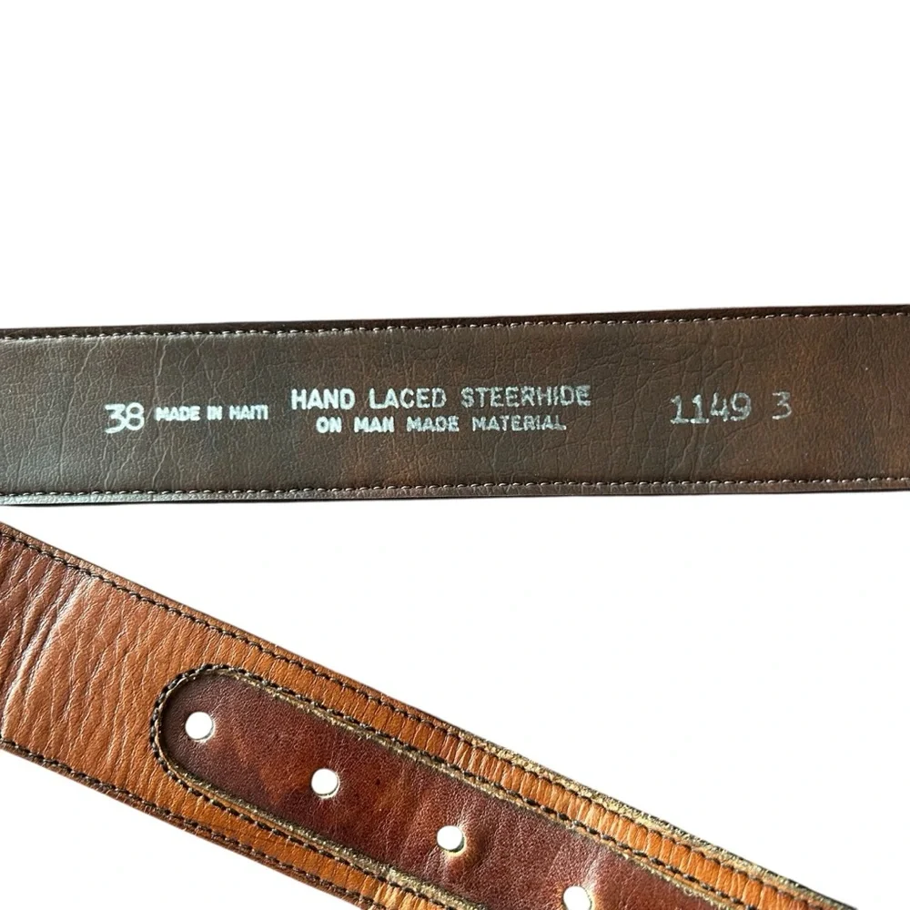 Hand Laced Steel hide Brown Belt Size 38 Mens